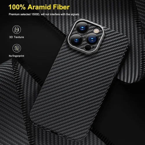 Miniatura 2 de memumi Funda delgada de fibra de aramida real para iPhone 15 Pro, resistente y duradera de 0.020 in, ajuste delgado para iPhone 15 Pro, funda de 15