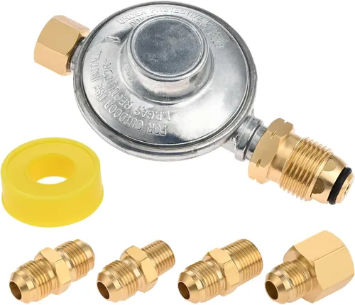 Modelo T3 POL Regulador de baja presión de propano, 3/8 "hembra Flare 1/2 "hembra NPT 3/8 "macho NPT adaptador de gas NPT 1/4" macho para barbacoa
