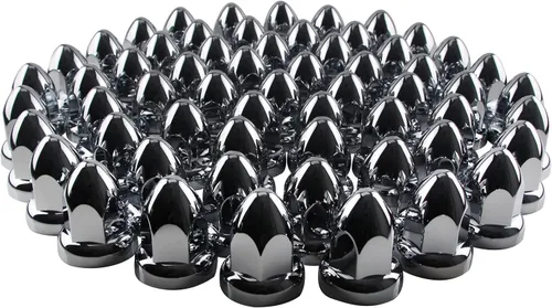 Miniatura 9 de iBroPrat 33mm Cubiertas de tuerca cromadas, cubiertas de tuerca de plástico cromado ABS con bridas en forma de bala, para camiones semirremolque