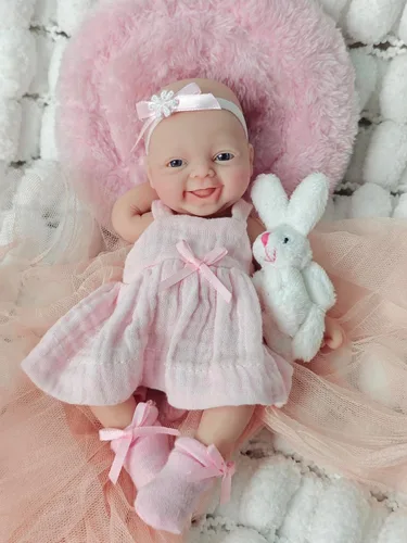 Newtotlove Muñeca de bebé recién nacida Mini de silicona renacida de 7 pulgadas, cuerpo completo de silicona, bebés recién nacidos realistas, linda