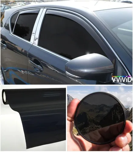 VViViD Hojas de vinilo coloridas transparentes para tintar ventanas (10 pies x 4.9 pies, negro oscuro)