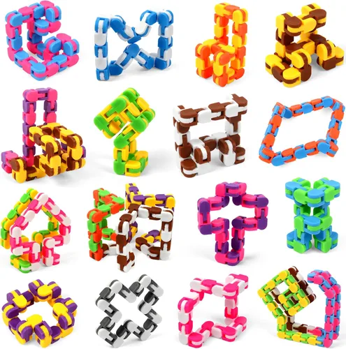 Miniatura 2 de Paquete de 92 juguetes para ansiedad de 24 eslabones con pistas locas a presión y clic, juguete de serpiente para recuerdos de fiesta, cadenas