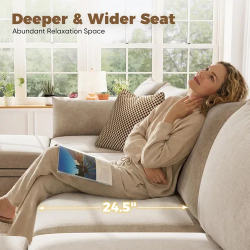 Miniatura 4 de ABCASA Silla de Acento de Gran Tamaño, Sillón Moderno Tapizado con Respaldo Extraíble y Funda Desmontable, Asiento de 24.5 Pulgadas de Profundidad