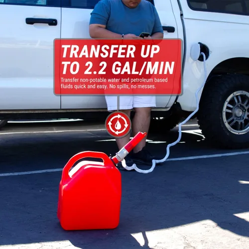 Miniatura 5 de TERA PUMP Bomba de transferencia de gas, batería D 3 veces más potente, parada automática, sin pérdida de combustible, potente succión (2.2 GPM)