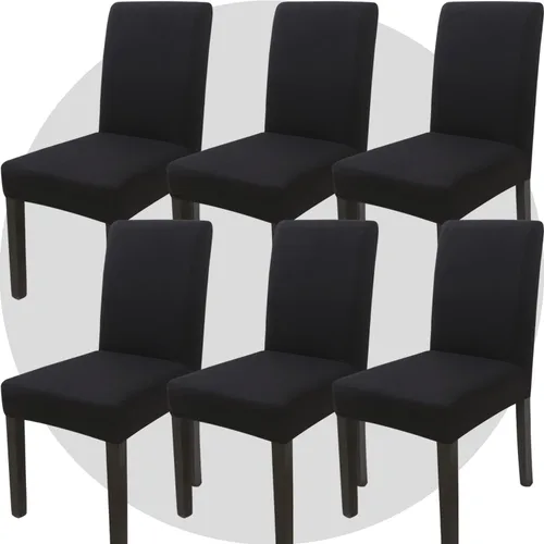 Miniatura 35 de Juego de 6 fundas elásticas para sillas de comedor, color blanco hueso, elásticas, lavables, extraíbles para cocina, hotel, restaurante Blanco roto
