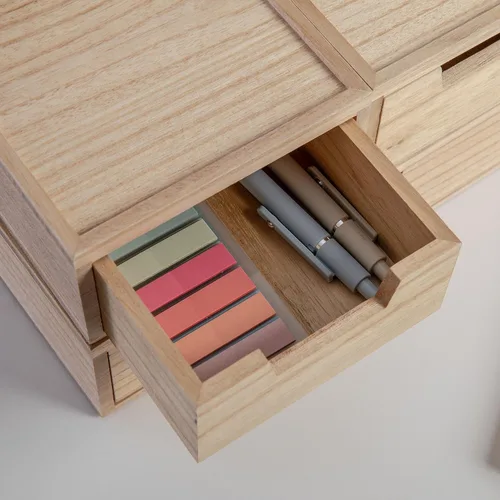 Miniatura 5 de Martha Stewart Weston Cajas de almacenamiento apilables de madera con cajones extraíbles, organizadores de almacenamiento de madera de Paulownia