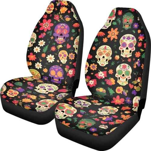 Miniatura 30 de Funda de asiento de automóvil con margaritas bohemias, diseño hippy arcoíris, margarita, flores, antideslizante, SUV, sedán, furgoneta, protector