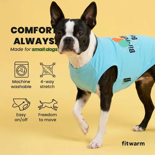 Miniatura 6 de Fitwarm Camisa de cumpleaños para perro, ropa divertida para perros pequeños, traje de cumpleaños para mascotas, camiseta de gato, 100% algodón