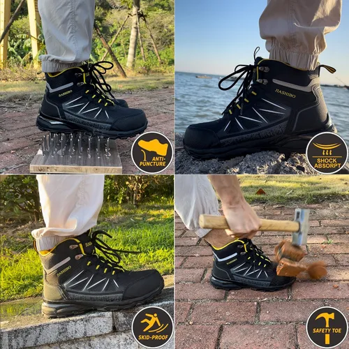 Miniatura 4 de Blapek Botas de trabajo con punta de acero para mujer, botas de trabajo aisladas, zapatos de punta de acero, botas de construcción cómodas, botas