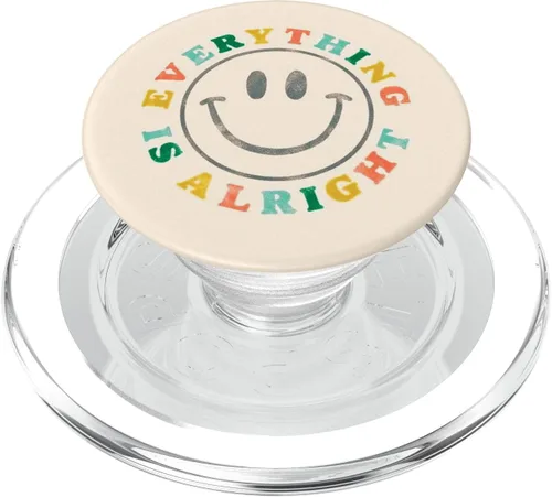 Miniatura 8 de Feliz cita positiva preppy estética beige sonrisa cara PopSockets Standard PopGrip