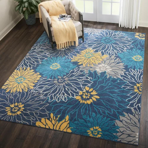 Miniatura 6 de Nourison Passion - Alfombra color azul, de 8 x 10 pies, floral, estilo campestre, fácil de limpiar, no desprende pelo, para dormitorio, sala