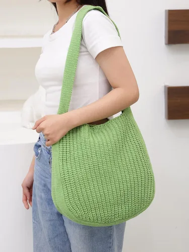 Miniatura 52 de ENBEI Bolsos de hombro para mujer Bolsos de ganchillo Bolso de punto grande Bolso de mano estético para la escuela lindo Bolsas de mano Bolsa