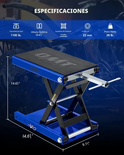 Miniatura 2 de Orion Motor Tech elevador de tijera de 1000 lb con llave tubular, ideal para reparación de motocicletas, plataforma amplia de 13-3/4" x 9-4/5", Azul