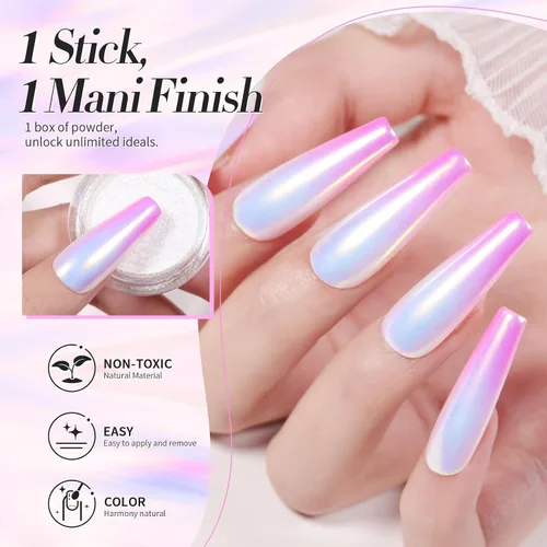 Miniatura 4 de Born Pretty Polvo de uñas cromado, Auroras, polvo de perlas de sirena, polvo de purpurina para esmalte de gel, decoración de arte de uñas