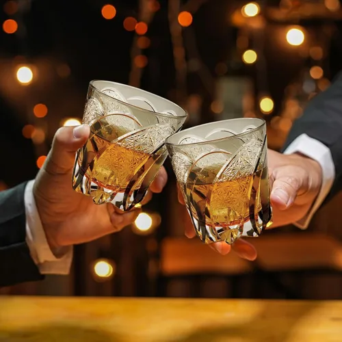 Miniatura 6 de Vasos de whisky Old Fashioned Edo Kiriko - Vaso de whisky de 11 onzas cortadas a mano para whisky, bourbon, licor y bebidas de cóctel, grandes