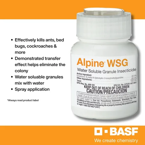 Miniatura 2 de BASF Alpine WSG Granulado Soluble en Agua Insecticida, Control de Plagas para Interior y Exterior para Hormigas, Moscas, Chinches, Cucarachas