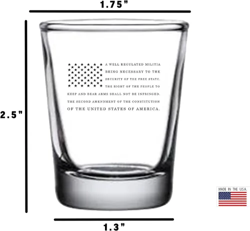 Miniatura 2 de Rogue River Tactical Regalo de vidrio de chupito de la segunda enmienda de la bandera de Estados Unidos para republicanos o conservadores