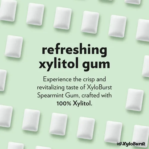 Miniatura 6 de XyloBurst Goma de mascar de xilitol Sin azúcar, sin gluten, apto para dieta cetogénica, sin aspartamo para la salud bucal, menta verde, 12 piezas