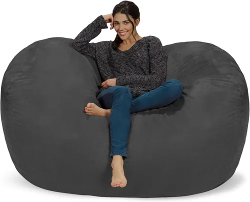 Cozy Sack - Sillón de puff: Gran bolsa para muebles de espuma viscoelástica de 6 ft y tumbona grande – sofá grande con funda de microfibra suave