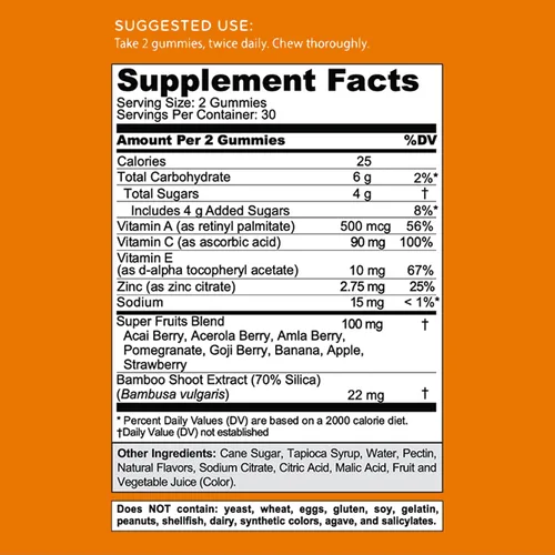 Miniatura 6 de Goli Gomitas de vitaminas inmunológicas, 60 unidades, saúco, vitamina C, D y zinc, veganas, sin OMG, sin gluten y sin gelatina, paquete de 1