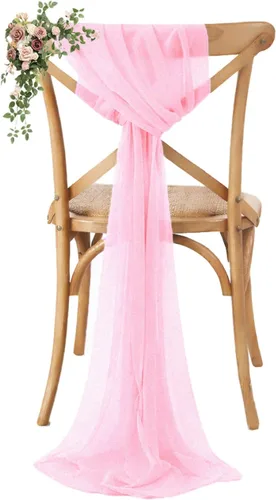 Miniatura 16 de VDS Paquete de 25, Rojo Manzana, Lazos de Gasa para Sillas con Bordado de Chiffon, Funda para Silla con Moño en la Parte Posterior, Ideal