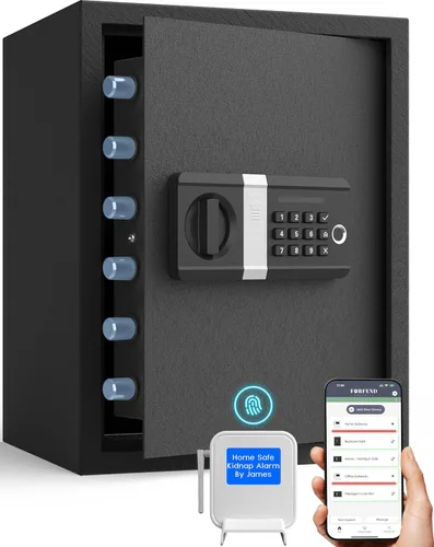 Miniatura 13 de FORFEND Smart Home Safe Caja de seguridad WiFi con aplicación de bloqueo/alarma Comando de voz, alarma de secuestro, detección de manipulación