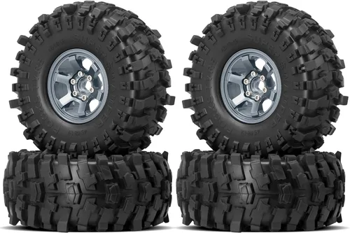 OGRC - Neumáticos suaves de 1.9 pulgadas, aleación de aluminio hexagonal de 1.9 pulgadas, llantas Beadlock para Trx4 Trx6 Axial SCX10 SCX10 Pro gris