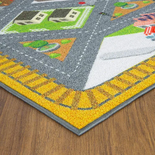 Miniatura 6 de KC Cubs Alfombra de Calle de Carretera de Construcción de Granja Country de 8x10 pies - Alfombra Educativa Tapete de Juego para Niños, Guardería