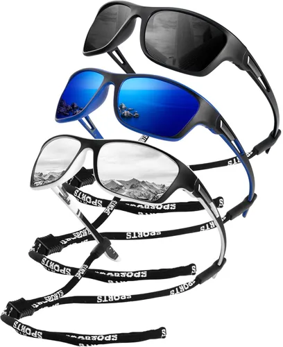 Miniatura 26 de KALIYADI Gafas de sol polarizadas para hombre, gafas de sol deportivas para conducir, ciclismo, pesca, con protección UV Negro mate/azul hielo/azul