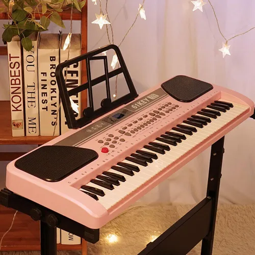 Miniatura 6 de iMeshbean Teclado de Piano de 61 Teclas, Teclado de Piano Eléctrico con Soporte para Principiantes, Teclado de Música Digital con Micrófono, Soporte