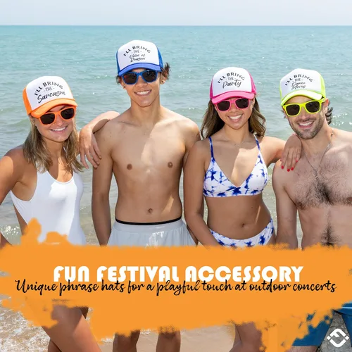 Miniatura 2 de Funky Junque Sombreros divertidos de camionero para mujer humor adulto para despedidas de soltera y viajes de niñas, grupos 3-25, sombrero de malla
