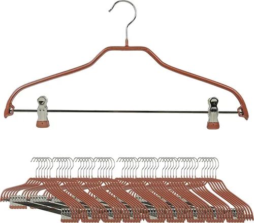 Miniatura 11 de Mawa by Reston Lloyd Silhouette Series - Percha antideslizante para ahorrar espacio con clips para pantalones, estilo 40/FK, juego de 5, color blanco