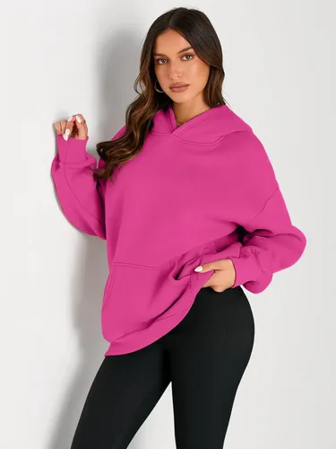 Miniatura 14 de Trendy Queen - Sudaderas extragrandes con capucha para mujer, suéteres de manga larga, sin botones, de vellón, de otoño, ropa de invierno