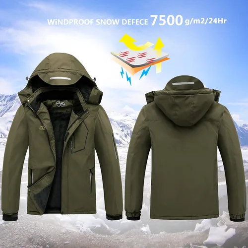 Miniatura 2 de Chaqueta impermeable de esquí de montaña para hombre, resistente al viento, abrigo cálido con capucha para invierno