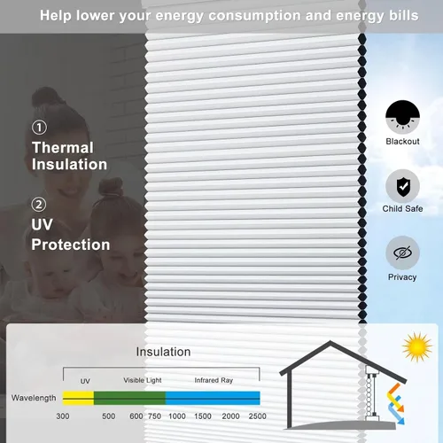 Miniatura 2 de Changshade - Persianas de panal de 1.5 pulgadas para ventanas de dormitorio, opacas, inalámbricas, con celdas, para interiores, con aislamiento