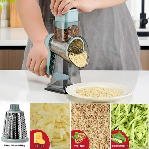 Miniatura 6 de YOUCZON Rallador Rotativo de Queso Multiusos de Acero Inoxidable - Rallador de Queso con Mango para Rallado sin Esfuerzo de Zanahorias, Papas, Azul