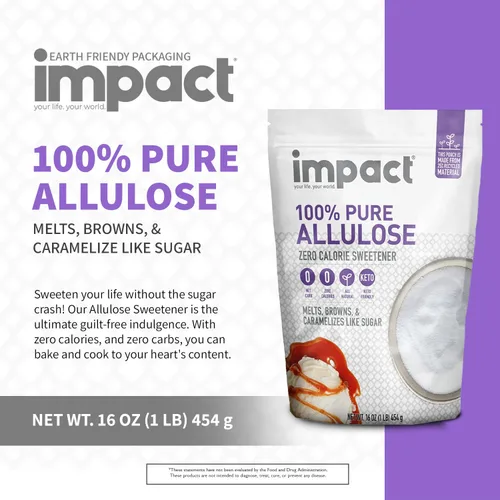 Miniatura 3 de Impact - Sustituto de azúcar edulcorante de alulosa pura, mezcla cero calorías, bajo en carbohidratos, para café, té, hornear, indulgencia sin culpa