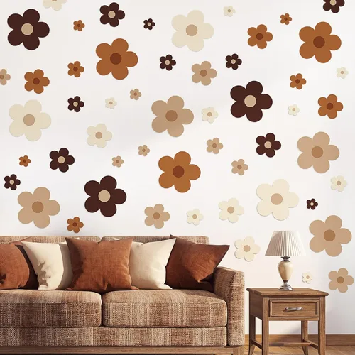 Miniatura 8 de TaoBary 288 piezas de calcomanías de pared Y2k con bonitas flores, coloridas calcomanías florales de pared de vinilo para despegar y pegar