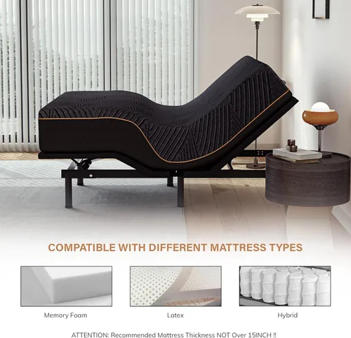 Miniatura 6 de MLILY EGOHOME - Base de cama ajustable individual XL con patas ajustables, base de cama eléctrica plegable de metal con control remoto inalámbrico