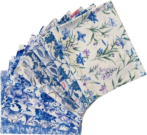 10 paquetes de tela gruesa de algodón de 18 x 22 pulgadas para máscara de costura, cachemira azul