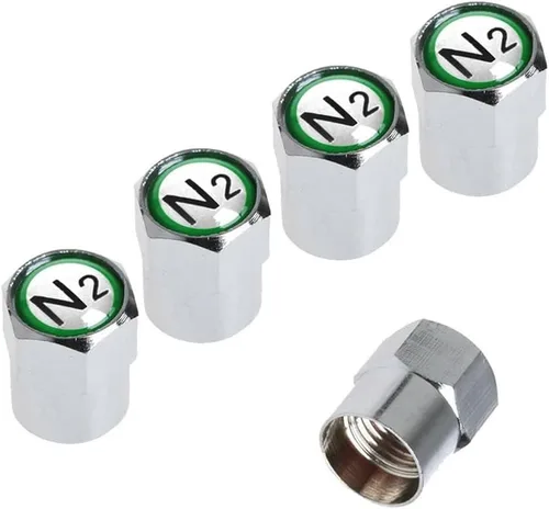 Miniatura 8 de N2 - Juego de tapas de válvula de nitrógeno TPMS de aluminio cromado y plateado, resistentes a la corrosión, cubiertas universales para autos