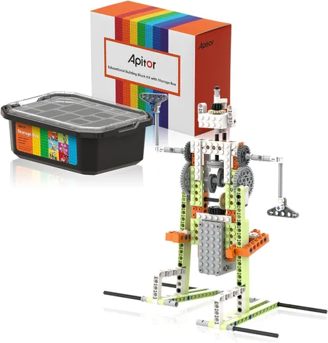 Apitor Kits Robot E STEM - Incluye organizador de almacenamiento grande, juguetes de construcción eléctricos 14 en 1 con materiales de aprendizaje,