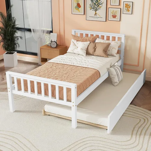 Miniatura 10 de HomSof Cama individual con 2 cajones, madera maciza, no necesita somier, gris