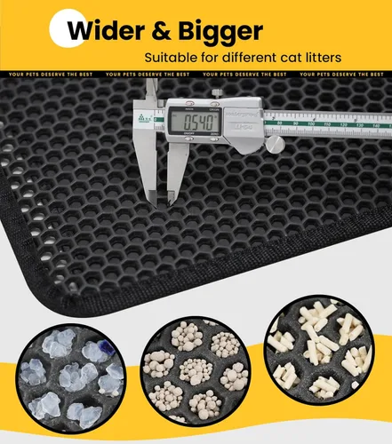 Miniatura 5 de Conlun Alfombra para atrapar arena para gatos para espacios pequeños, alfombra de 23.6"x14.6" para caja de arena que ahorra espacio, rejillas