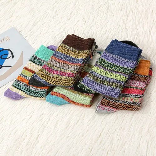 Miniatura 4 de Zando Athletic Sports Knit Pattern Womens Winter Socks Crew Cut Cashmere Retro Thick Warm Soft Wool Socks