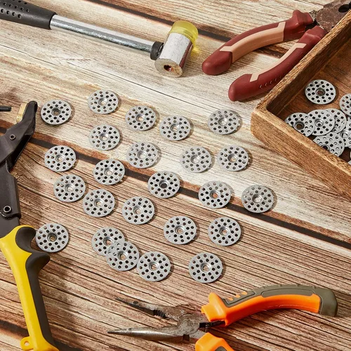 Miniatura 6 de 200 arandelas de yeso de 1 pulgada para reparar techos, arandelas de metal para tornillos, anillos de reparación de yeso, botones para reparación