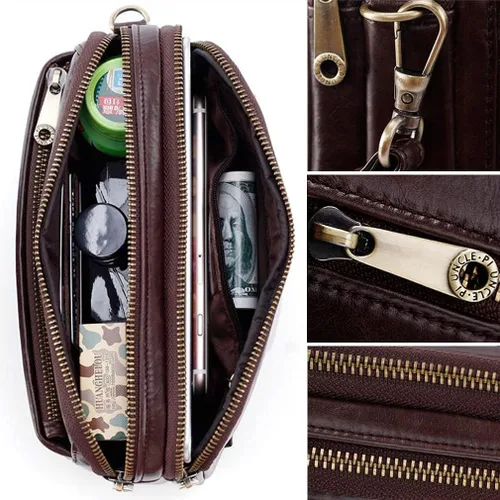 Miniatura 7 de Hebetag Cartera de cuero para hombre organizador de muñeca