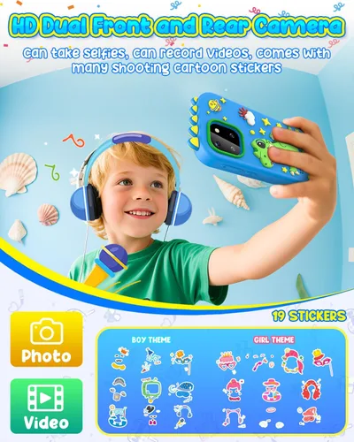 Miniatura 5 de BESTOONE Juguete de teléfono inteligente para niños y niñas de 3 a 8 años, sin Internet/llamadas, cámara HD, reproductor de MP3