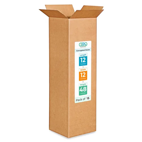 Miniatura 222 de IDL Packaging Paquete de 5 cajas de envío altas de 8 x 8 x 48 pulgadas, extra resistentes de 200 libras frente a caja regular, cajas de mudanza