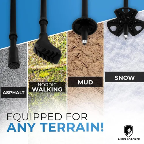 Miniatura 5 de ALPIN LOACKER Bastones de trekking plegables para senderismo I Bastones de senderismo de carbono o aluminio, ultraligeros I Bastones de trekking